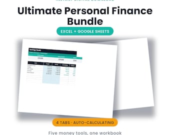 Ultimate Personal Finance Spreadsheet Bundle | Excel + Google Sheets, 4 Tools in One | Instant Download