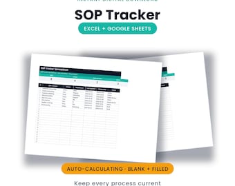 SOP Tracker Spreadsheet | Excel + Google Sheets, Process Owners + Review Dates | Instant Download