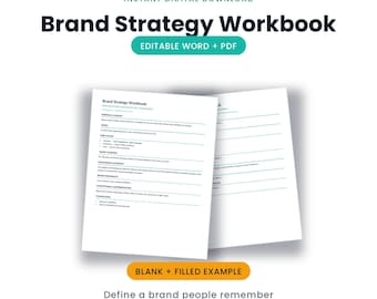 Brand Strategy Workbook | Editable Word + PDF, Positioning, Voice + Messaging | Instant Download