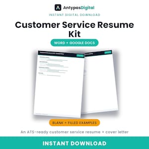 Mall för CV för kundtjänst | CV och personligt brev för support, ATS-vänligt, Word + Google Dokument | Ladda ner