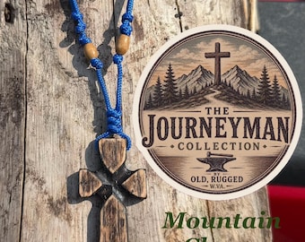 Hand Carved Wooden Cross Necklace | Rustic Christian Necklace | Men’s Cross Pendant | Handmade Appalachian Gift | The Mountain Clover