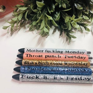 Days Of The Week Solid Color Glitter Pen – Brooklyn's Boutique