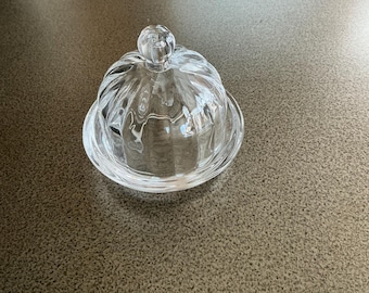 Clear glass butter dish