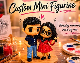Mini figurine photo personnalisée | Modèle à peindre imprimé en 3D, couples, amis, famille, animaux de compagnie