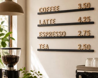 Système de rails de tableau de menu interchangeable | Présentoir de café personnalisé, enseigne de prix de café