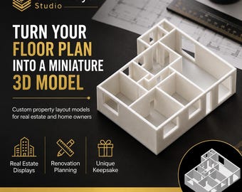 Modèle de plan d'étage 3D personnalisé | Réplique de la disposition architecturale de la maison, souvenir de la maison