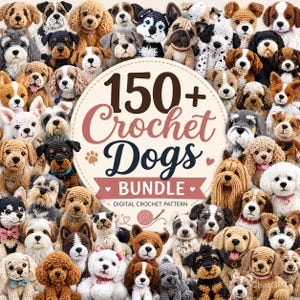 150+ Virkade Hundmönster Bundle Amigurumi Valp PDF Mönster Hundras Virkmönster Digital Nedladdning Gosedjursleksak Bundle