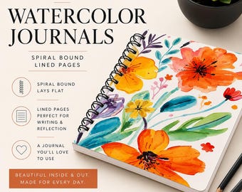 Watercolor Wildflower Bouquet Spiral Bound Journal | Floral Notebook