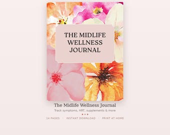 Midlife Menopause Wellness Journal | Symptom Tracker, Hormone Health Log (Instant Download PDF)