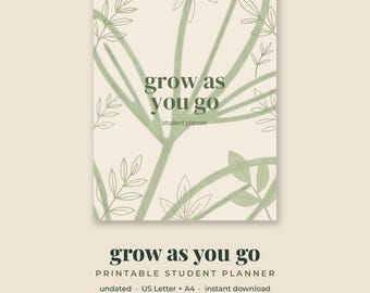 Botanical Student Planner | Undated Weekly Habit, Goal, Study Log (Digital Download)