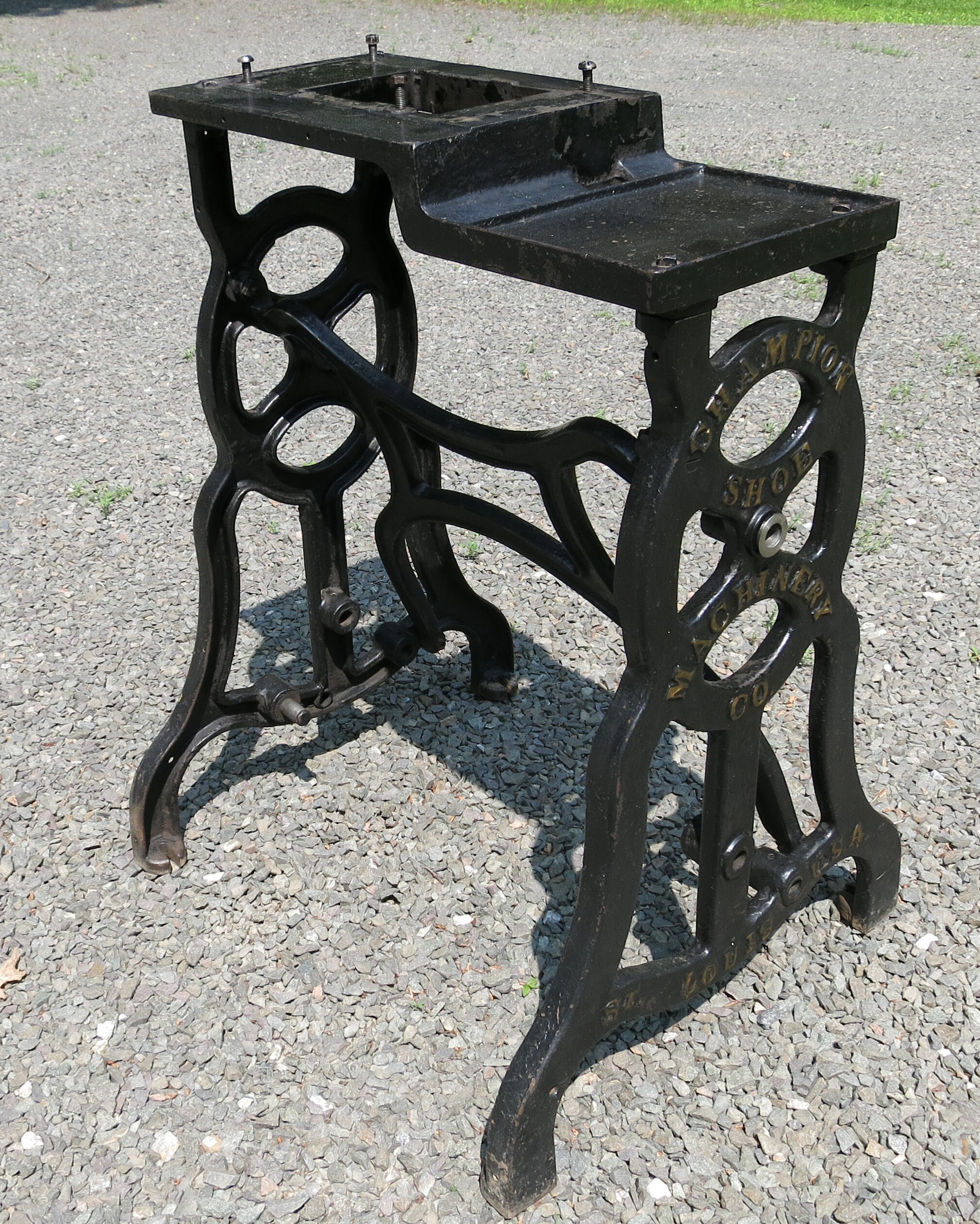Vintage cast Iron Machine base Champion Shoe Manufacturing Co. Vintage cast Iron Machine base Champion Shoe Manufacturing Co.