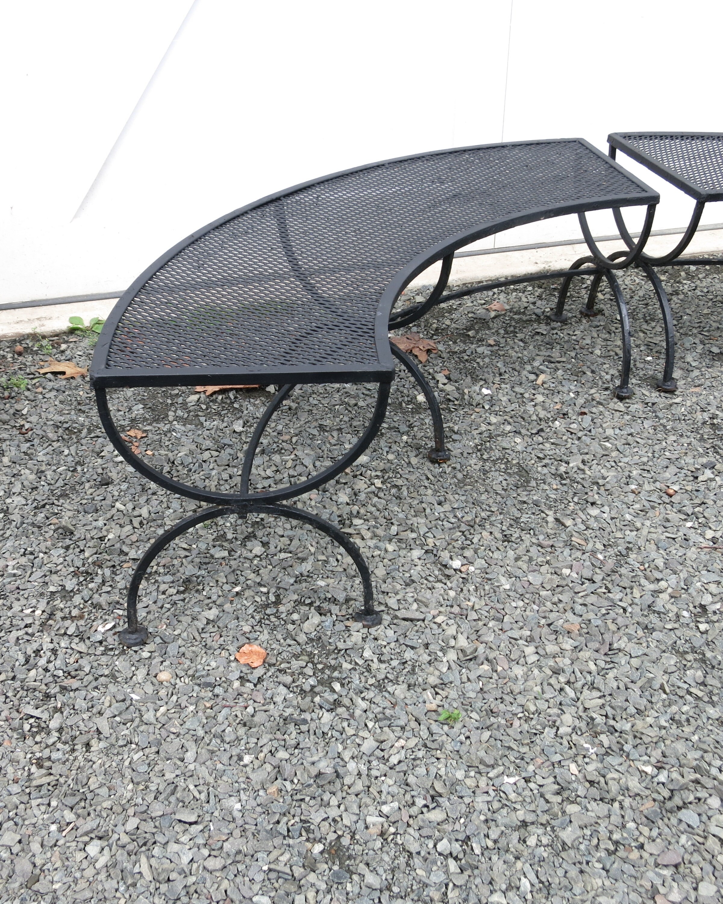Pair of Curved Wrought Iron Garden Benches NO SHIPPING Local