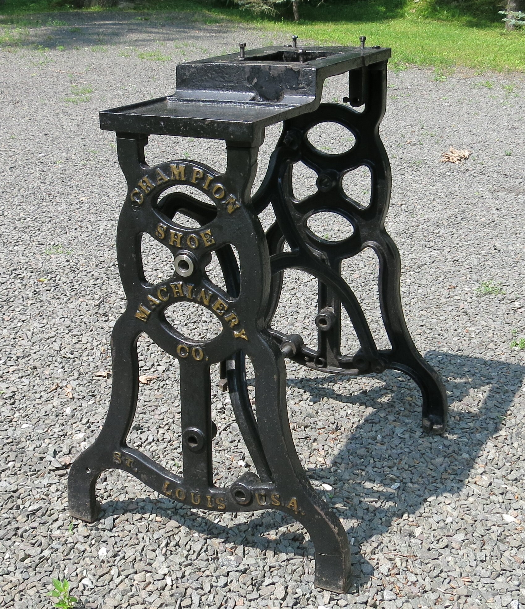 Vintage cast Iron Machine base Champion Shoe Manufacturing Co. Vintage cast Iron Machine base Champion Shoe Manufacturing Co.