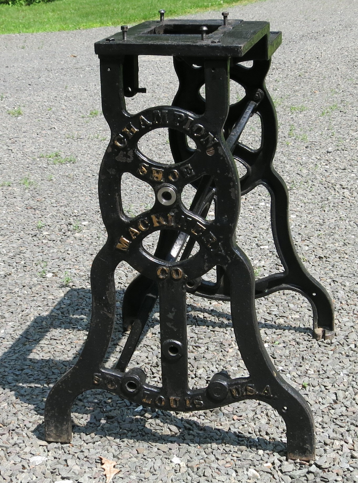 Vintage cast Iron Machine base Champion Shoe Manufacturing Co. Vintage cast Iron Machine base Champion Shoe Manufacturing Co.