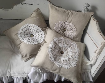Vintage pillows, pillows, linen pillows, sofa pillows, brocante, cottage
