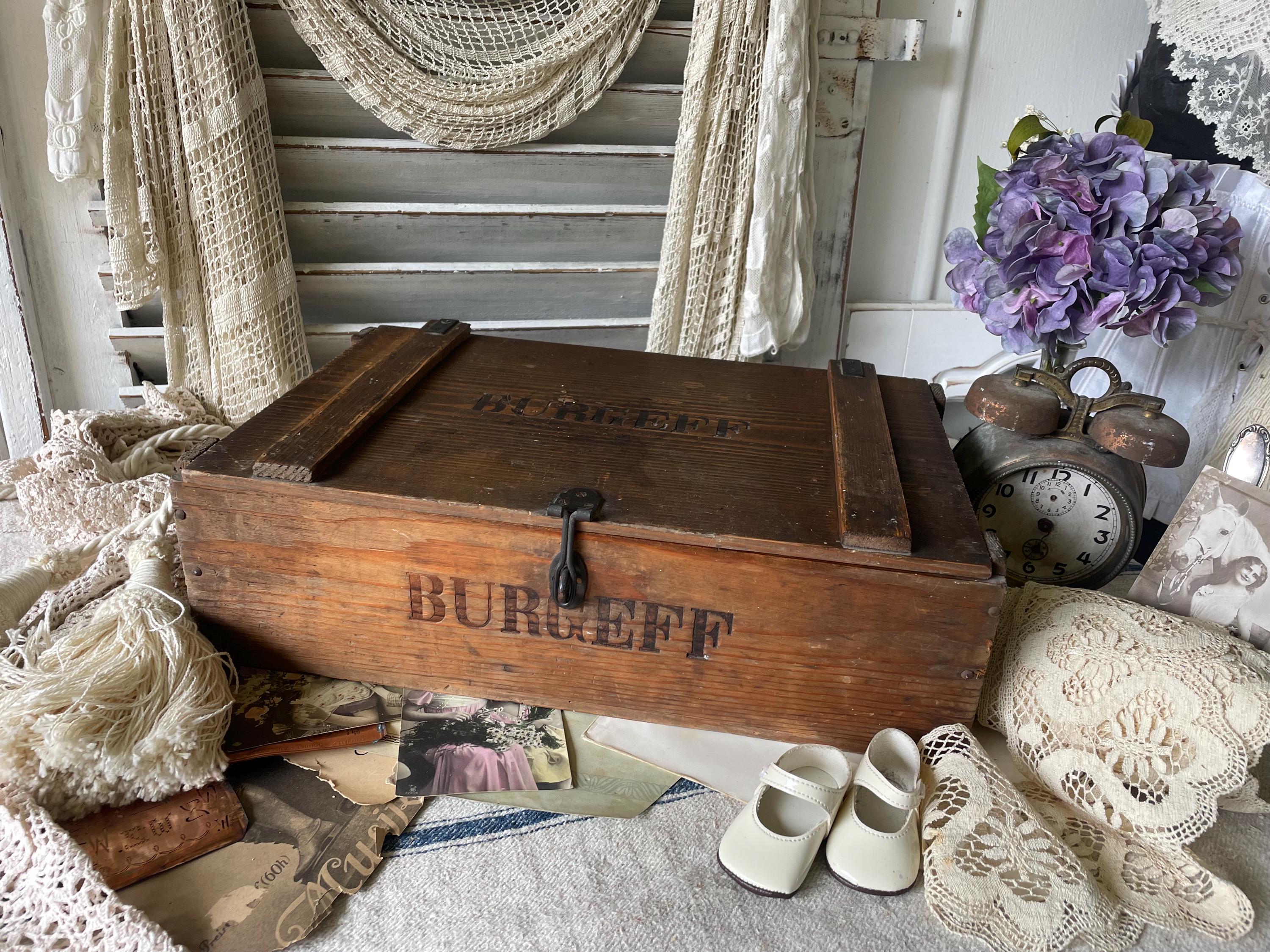 Antique Burgeff Wooden Champagne Crate | Vintage Wooden Box With