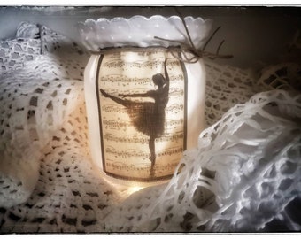 Lantern, Shabby Look, Shabby Style, Lantern Glass, Ballerina, Christmas, Linen, Print, Light