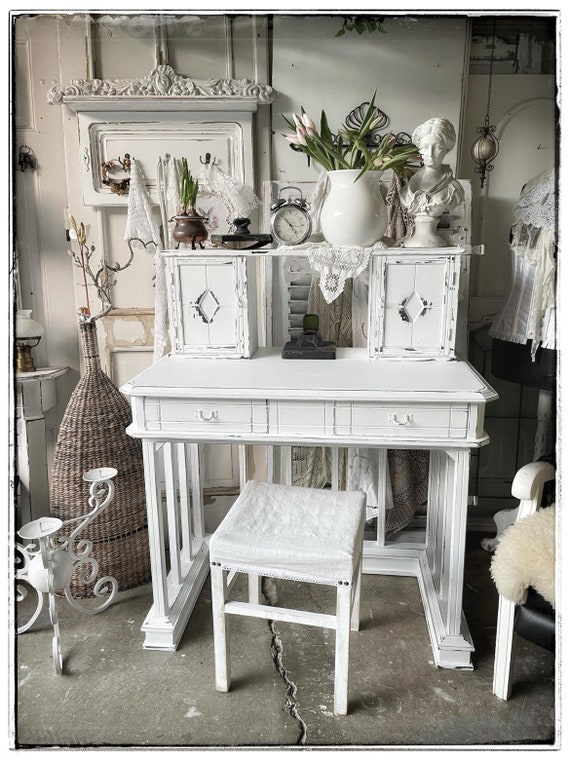 パソコンデスク Shabby Chic Wood Desk 100cm Desk, Writing Desk, Shabby Chic, Table, Vintage, Country Style