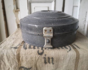 Enamel bread box bread basket tin enamel kitchen vintage country style shabby look