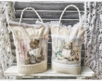 Tope de puerta, oso, osito de peluche, casa de campo shabby chic, vintage
