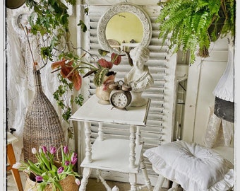 Side table, table, shelf, bedside table, vintage, shabby chic, country house,