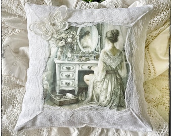 Almohada de lavanda, bolsita de lavanda, almohada de encaje, estilo bohemio
