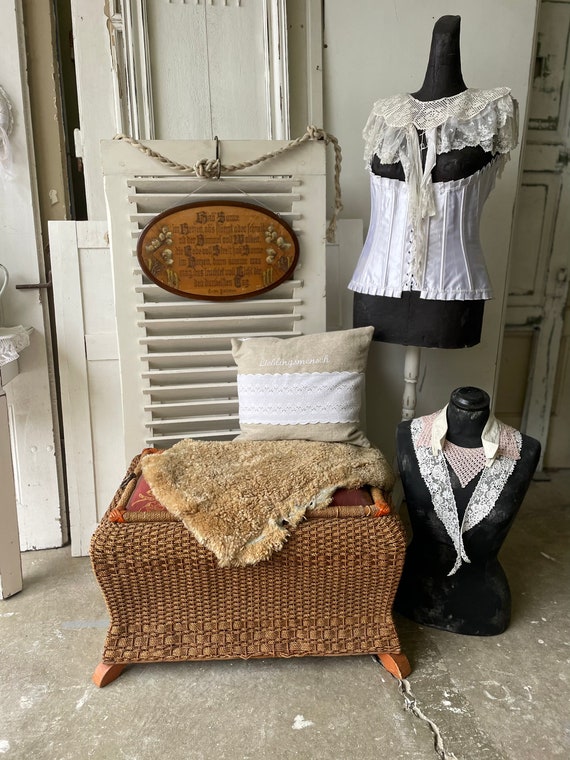 Truhe Wäschetruhe Korbtruhe Vintage Shabby chic landhausstil