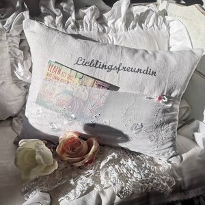 Pillow,, girlfriend, everyday heroine, favorite sister, sister, linen pillow Shabby