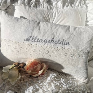 Oreiller, héroïne du quotidien, sœur préférée, sœur, oreiller en lin Shabby