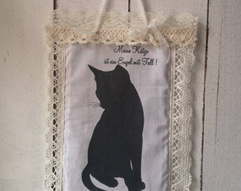 Shield, cat, saying, shabby, gift idea,