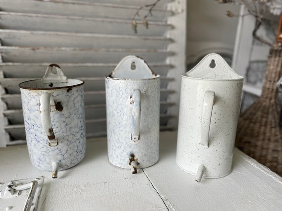Enamel, Enema Container, Vintage, Country House Style, Garden