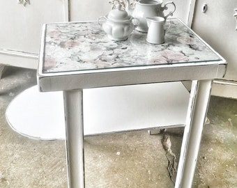Side table, table, shelf, bedside table, vintage, shabby chic, country house, serving trolley