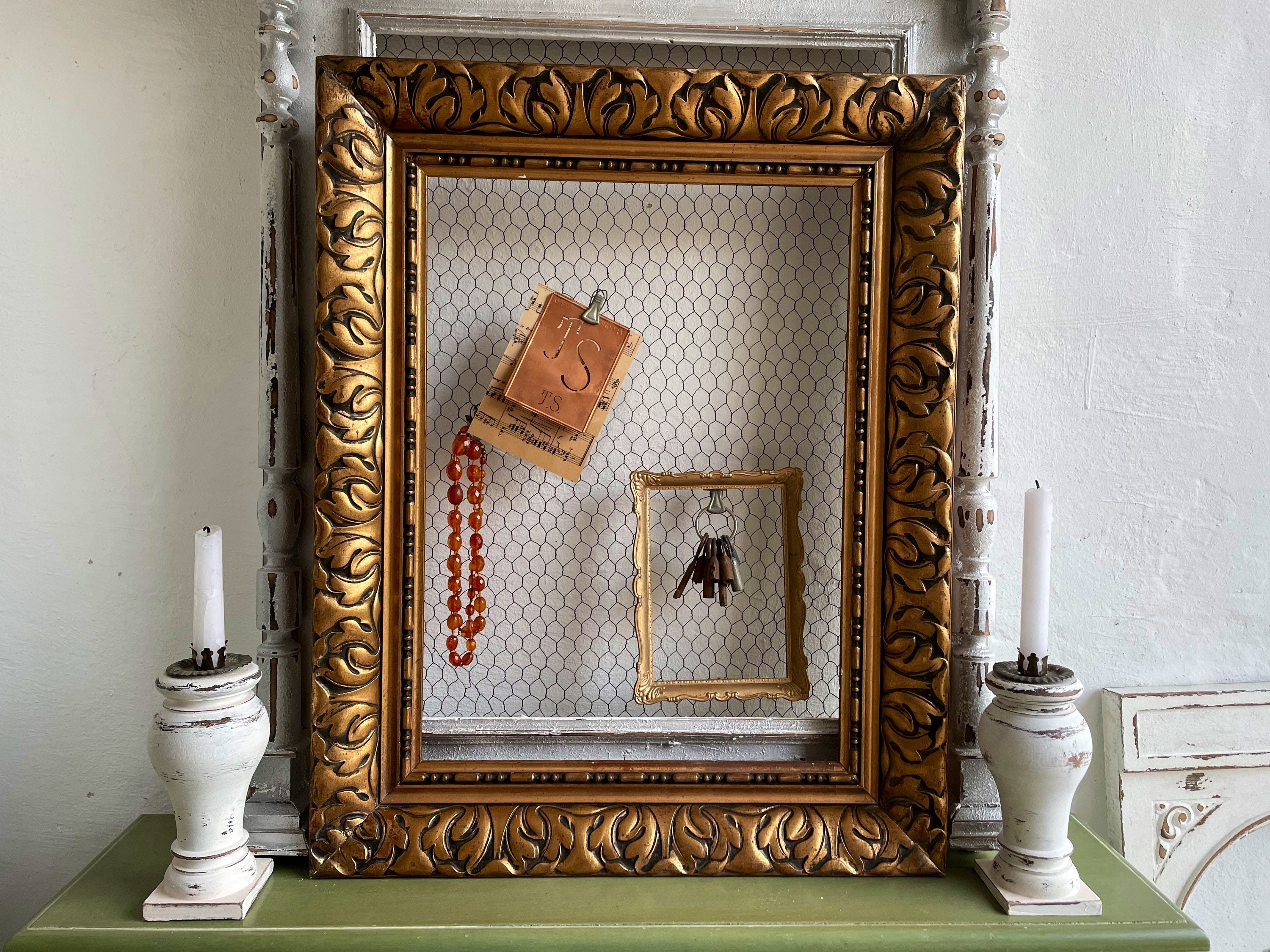 Löffel Nussbaum Distressed - A4 - Vintage Bilderrahmen Industrie-Look Im Shabby Chic/Camouflage