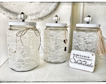Storage jar, glass, shabby chic, country style, storage jars, brocante,