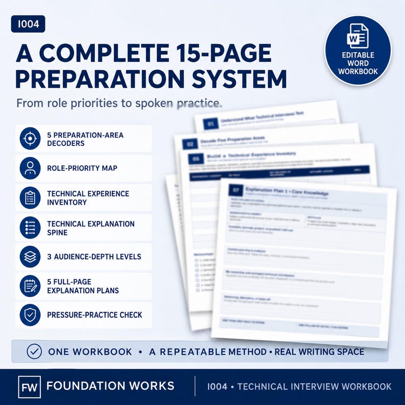 Technical Interview Prep Workbook | Explain Projects, Decisions, Problem Solving (Digital Download) 画像 5