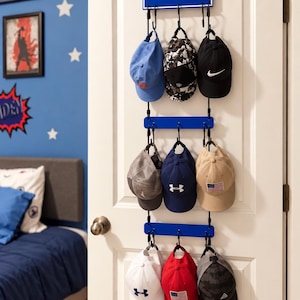 Personalized Hat Rack, Baseball Cap Holder, Hat Rack for Wall, Custom Boys Room Hat Storage, Baseball Hat Organizer