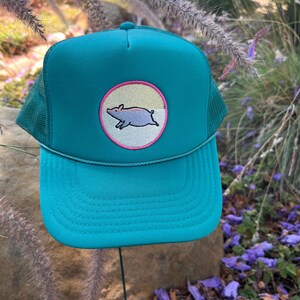 Jade Green Trucker Hat with Swimming Pig Patch