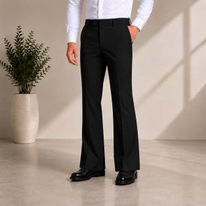 Pantalones acampanados de corte bota estilo vintage para hombre, moda retro para el día a día.