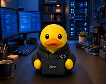 Codey The Programmer Duck, Software Developer Gift, Coding Desk Decor, IT Professional Gift, 3D Printed Duck Collectible