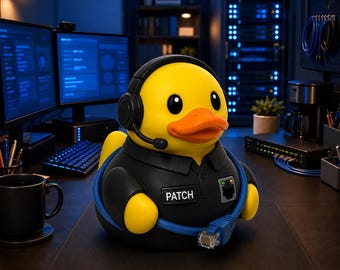Patch the Network Technician Duck | IT Support Gift | Network Engineer Gift | Ethernet Tech Gift | SysAdmin Desk Decor | 3D Printed Duck