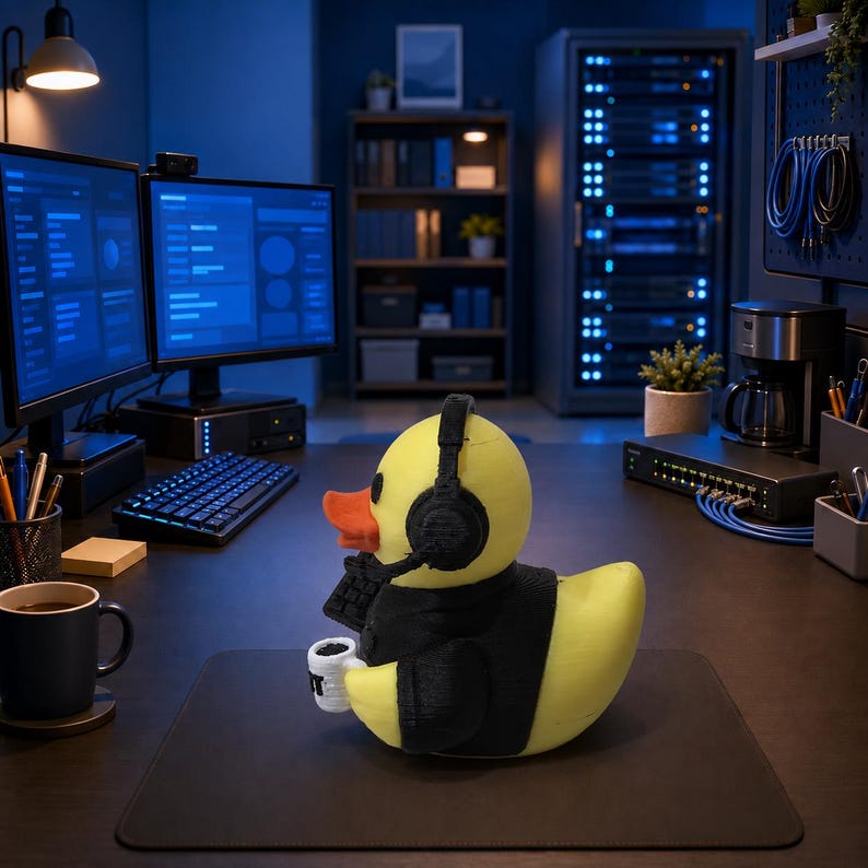 Byte le canard du support informatique | Cadeau humoristique pour technicien informatique | Cadeau pour assistant technique | Cadeau pour administrateur système | Canard imprimé en 3D image 2