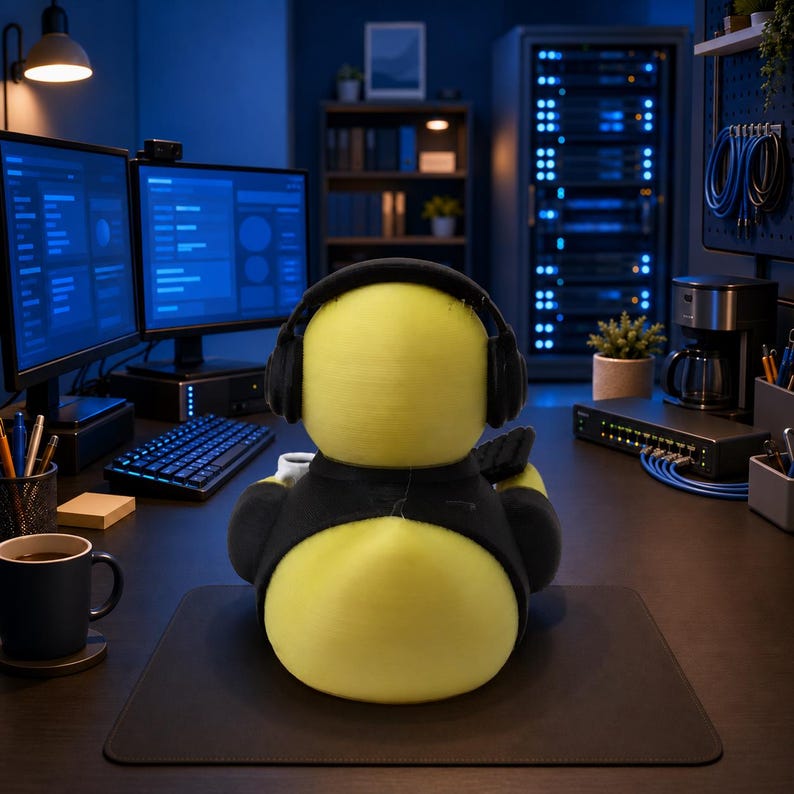 Byte le canard du support informatique | Cadeau humoristique pour technicien informatique | Cadeau pour assistant technique | Cadeau pour administrateur système | Canard imprimé en 3D image 5