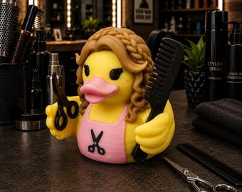 Shears the Hair Stylist Duck | 3D Printed Hairdresser Gift | Salon & Cosmetologist Desk Decor