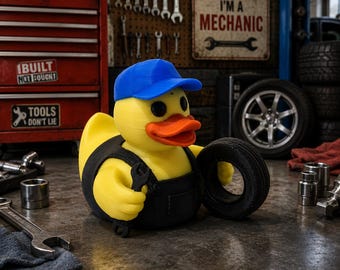 Tread the Mechanic Duck | 3D Printed Mechanic Gift | Auto Technician Gift | Tire Shop Decor | Gearhead Gift | Trades Collection