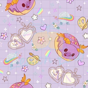 Purple Dragon Seamless Pattern, Coquette Magical Dragon Fabric File, Pastel Space Park Digital Paper PNG, Imagination Sublimation Design