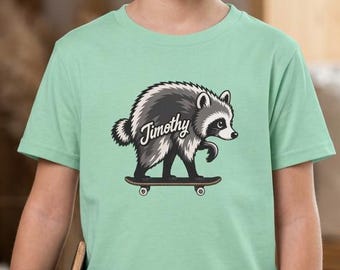 Camiseta de Jimothy el mapache para patinar Camiseta de Jimothy para niños Camiseta de Jimothy para niñas Camiseta de Jimothy para niños Camiseta de Jimothy para niños Camiseta de mapache