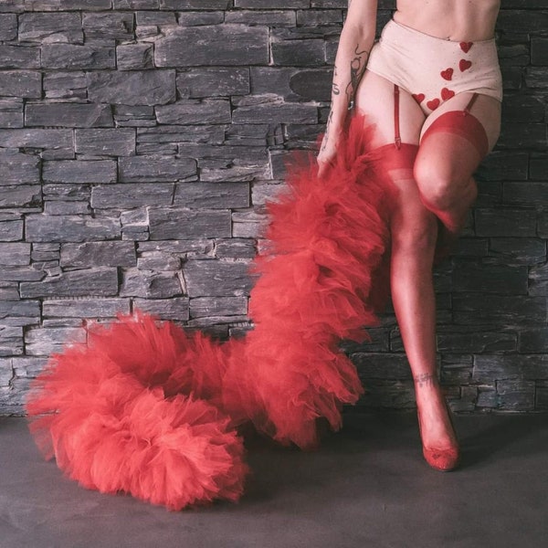 Flauschige Vegan Kunstfeder Plume Tüll Boa Burlesque Showgirl Pose Queen
