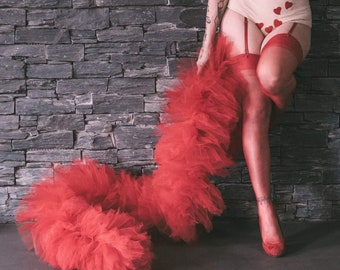 Set of 10 Vegan Faux Feather Tulle Boa Burlesque Showgirl Drag