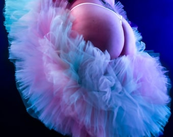 Giant Vegan Tulle Boa : Shiny Unicorn Glitters Pride Burlesque Drag