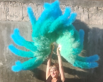 1 Giant Vegan waterfall fan éventail tulle boa Burlesque Showgirl made in France